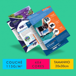 Flyers / Folhetos Couchê 115g/m² Couchê sem verniz 115g/m² 20x30cm 4x4 Sem Revestimento Corte Reto 