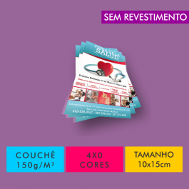 Flyers / Folhetos Couchê 150g/m² Couchê Brilho 150g/m² 10x15cm 4x0 Sem Revestimento Corte Reto 