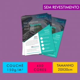 Flyers / Folhetos Couchê 150g/m² Couchê Brilho 150g/m² 20x30cm 4x0 Sem Revestimento Corte Reto 