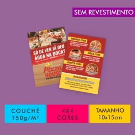 Flyers / Folhetos Couchê 150g/m² Couchê Brilho 150g/m² 10x15cm 4x4 Sem Revestimento Corte Reto 