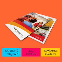 FLYERS / FOLHETOS COUCHÊ 170G/M² Couchê Fosco 170g/m² 20x30cm 4x4 Verniz Total Fosco Frente Corte reto 