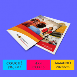 Flyers / Folhetos Couchê 90g/m² Couchê Brilho 90g/m² 20x28cm 4x4 Sem Revestimento Corte Reto 